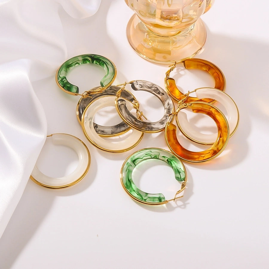 Circle Multicolor Earrings [304 Stainless Steel,18K Gold Plated]