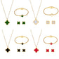 Four Leaf Clover Acrylic Jewelry Sets [304 Stainless Steel, 18K Gold Plated]