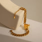 Heart Shape Curb Chain  Bracelet [304 Stainless Steel,14K Gold Plated]