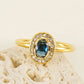 Shiny  Square Water Droplets Heart Shape Zircon Open Ring [Stainless Steel 18K Gold Plated]