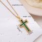 Cross Zircon Pendant Necklace [304 Stainless Steel,Copper]