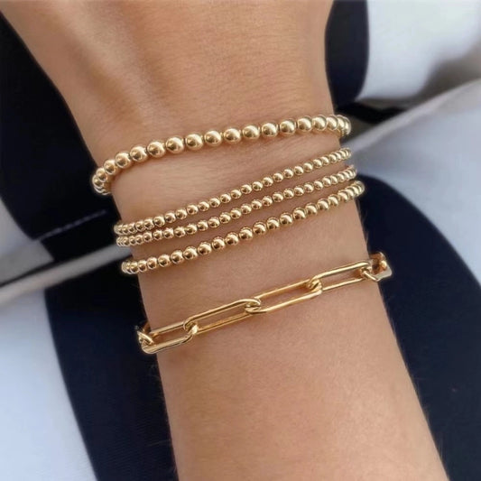 Brazalete de bola de moda [304 acero inoxidable, 14k de oro chapado]