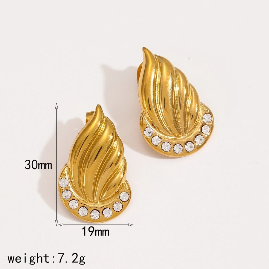 Pendientes de circón de semental [304 acero inoxidable, 18k dorado chapado]