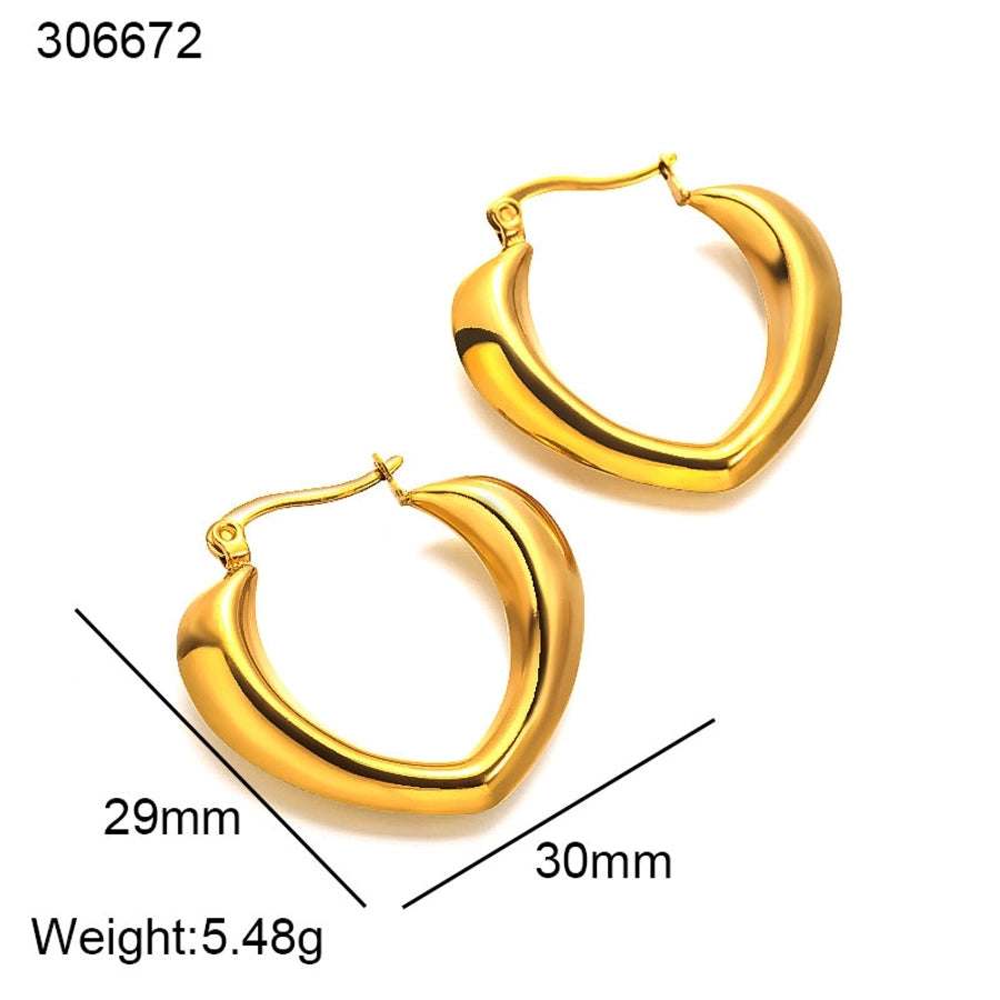 Heart Shape Hoop Earrings [304 Stainless Steel,18K Gold Plated]