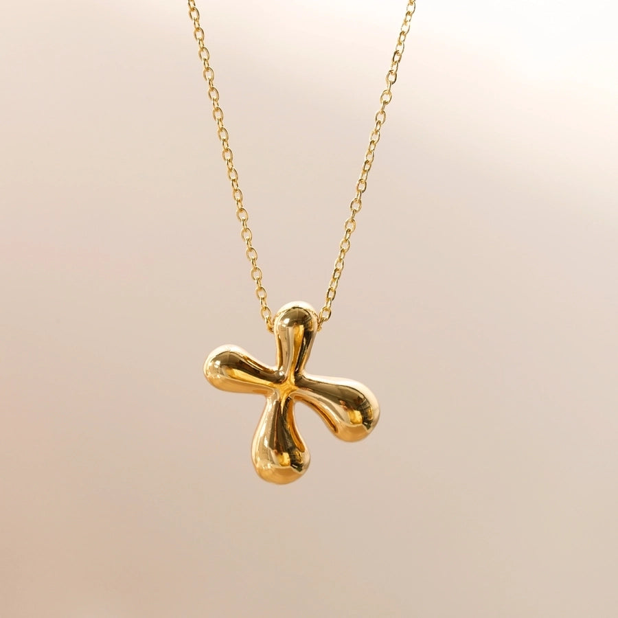 Letter Chain Pendant Necklace [304 Stainless Steel,18K Gold Plated]