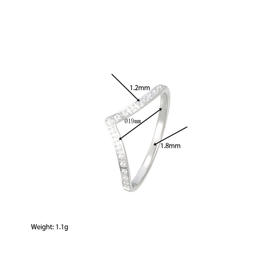 Zircon Wavy Band Ring [304 Stainless Steel]