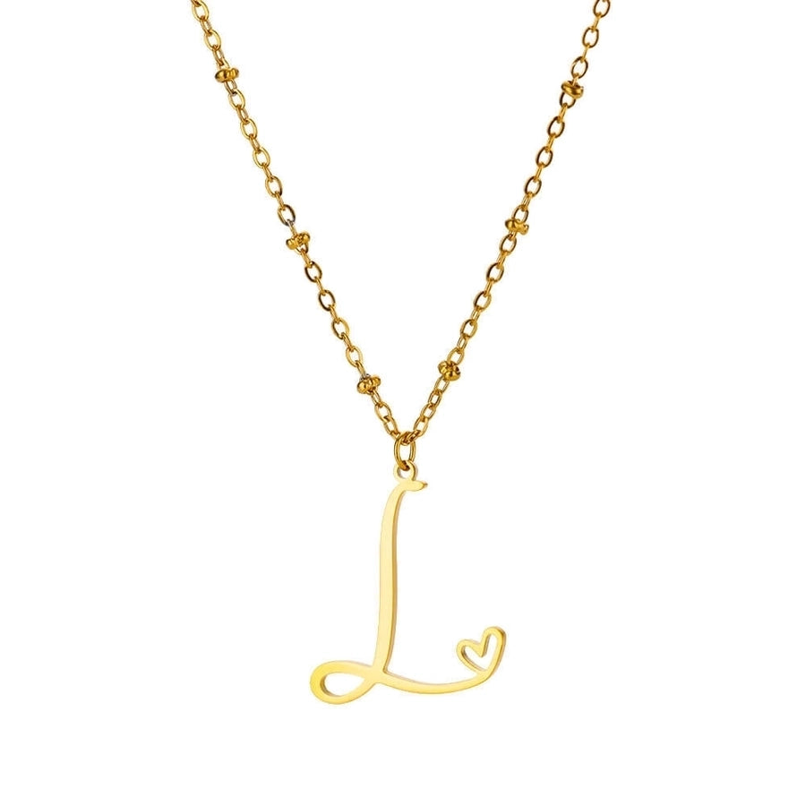 Calligraphic Letter Necklace [304 Stainless Steel]