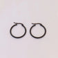 Black Round Hoop Earrings [304 Stainless Steel]