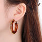 Round Resin Hoop Earrings [304 Stainless Steel, 18K Gold Plated]