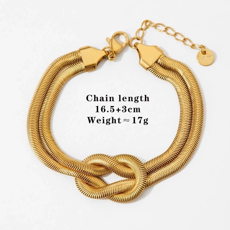 Casual Knot Bracelet/Earrings/Necklace [304 Stainless Steel,16K Gold Plated]