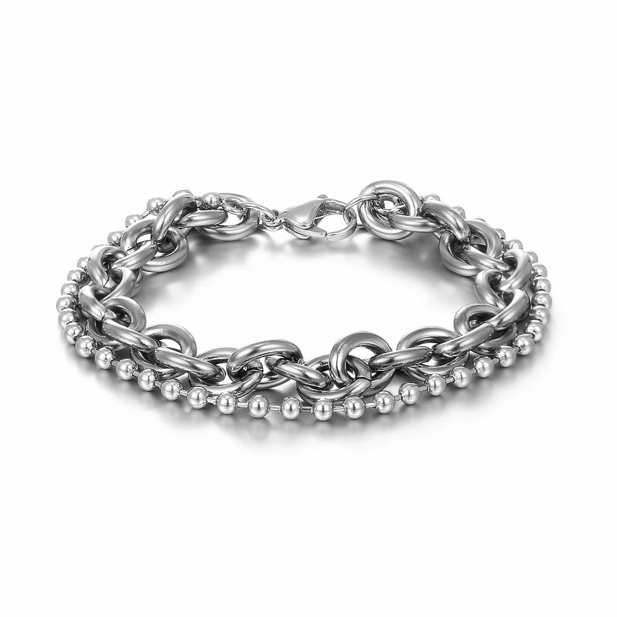 Double Silver Chain Bracelet [304 Stainless Steel 18K Gold Plated]