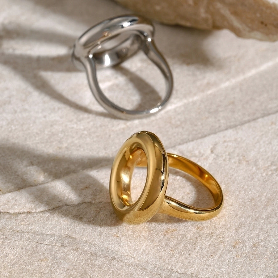 Round Hollow Ring [304 Stainless Steel, 18K Gold Plated]