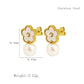 Flower Pearl Drop Earrings [304 Stainless Steel,18K Gold Plated]