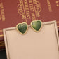 Heart Shape Inlay Gem 18K Earrings [304 Stainless Steel,18K Gold Plated]