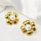 Flower Artificial Pearls Earrings [304 Stainless Steel,18K Gold Plated]