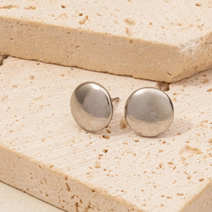 Flat Round Earrings [304 Stainless Steel,18K Gold Plated]