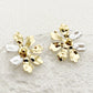 Flower Inlay Pearl Drop Earrings [304 Stainless Steel,14K Gold Plated]