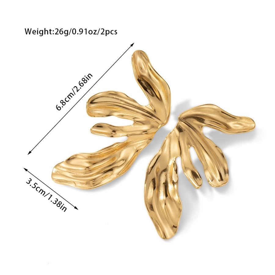 Flower Wings Earrings [304 Stainless Steel,18K Gold Plated]