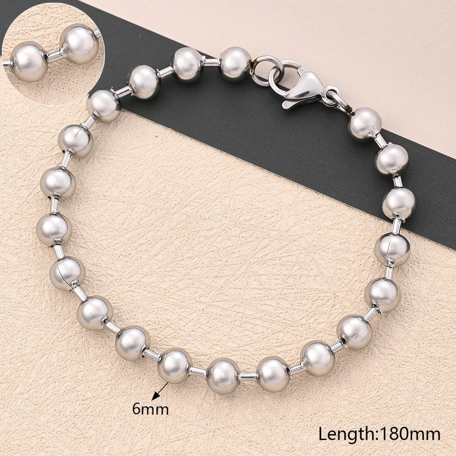 Round Oval Beads Bracelets [304 Stainless Steel]