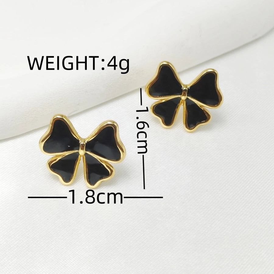 Bow Knot Enamel Earrings [304 Stainless Steel]