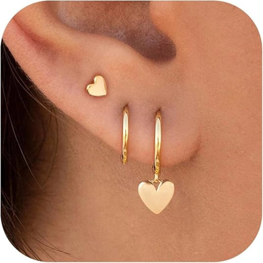 Heart Stud Earrings Set [304 Stainless Steel]