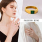 Green White Zircon Ring [304 Stainless Steel 18K Gold Plated]