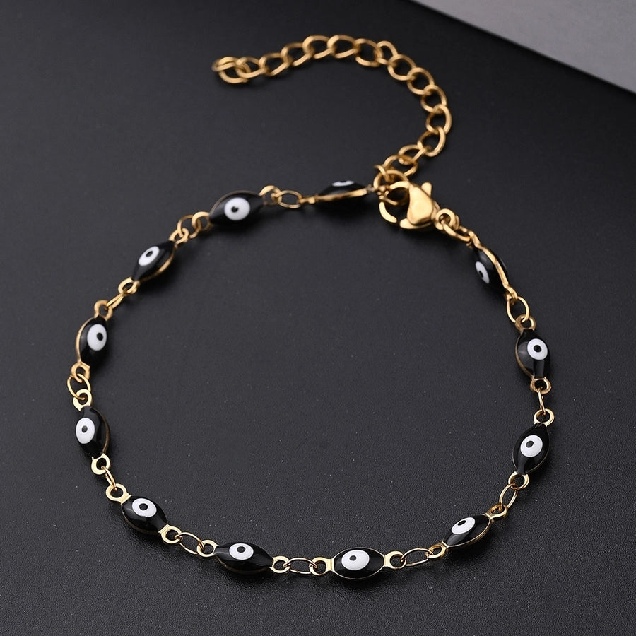 Devil's Eye Oval Bracelets [304 Stainless Steel, 18K Gold Plated]