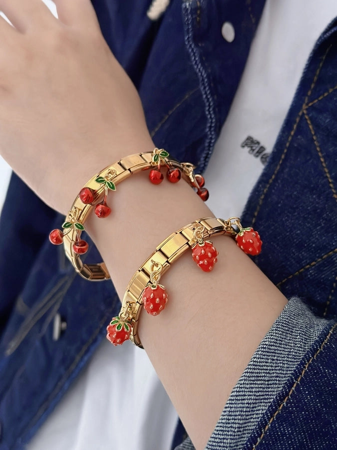 Cherry Strawberry Bangle Bracelets [316 Stainless Steel]