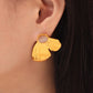 Pendientes de mariposa alas ovales de piedra rosa [acero inoxidable 304, 18k dorado]