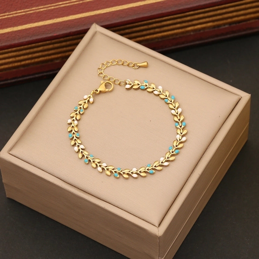 Colored Grain Bracelet [304 Stainless Steel,18K Gold Plated]