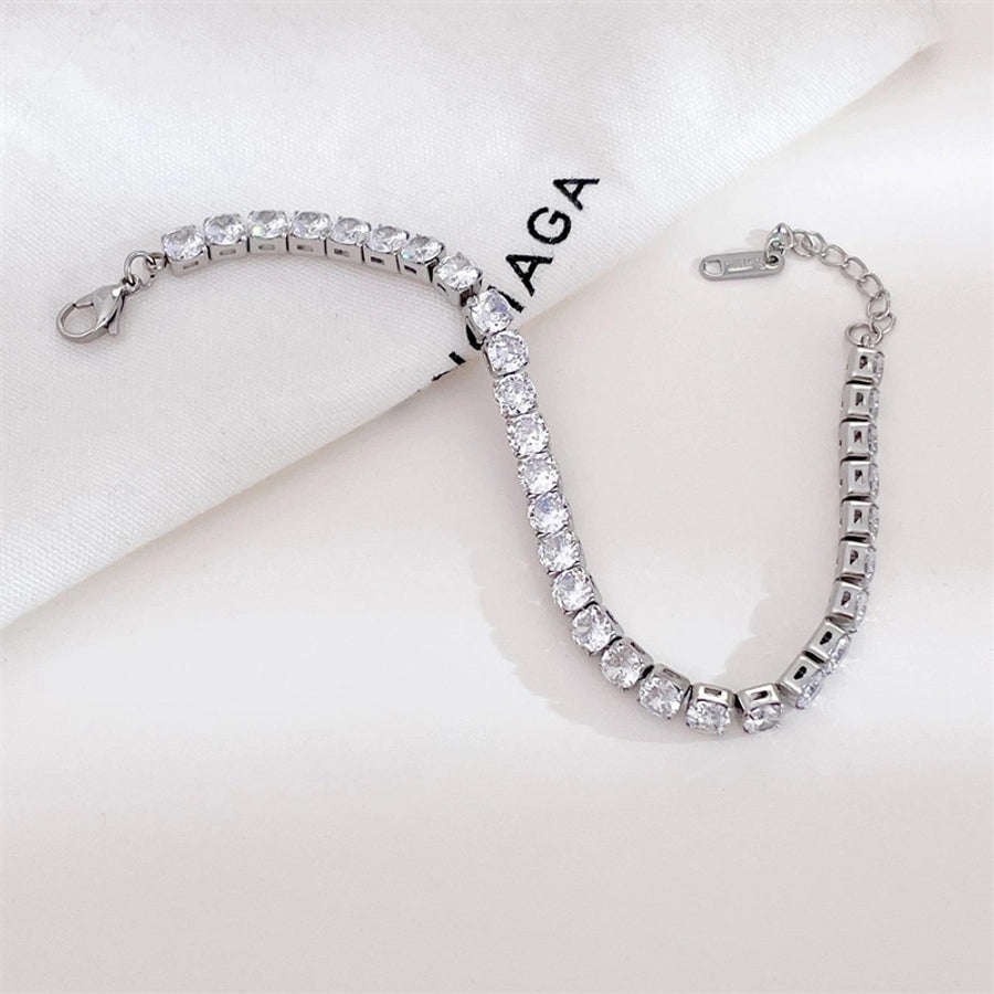 Round  Zircon Bracelet [304 Stainless Steel]