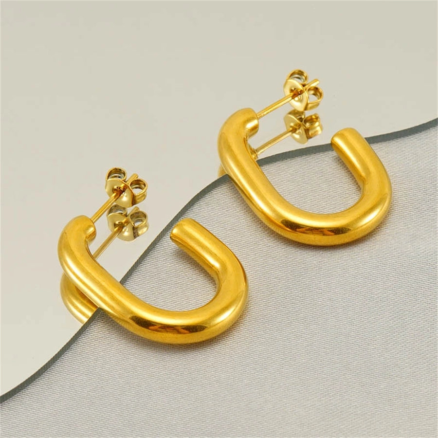 U Shaped Earrings [304 Stainless Steel,18K Gold Plated]