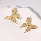 Butterfly Earrings [304 Stainless Steel,18K Gold Plated]