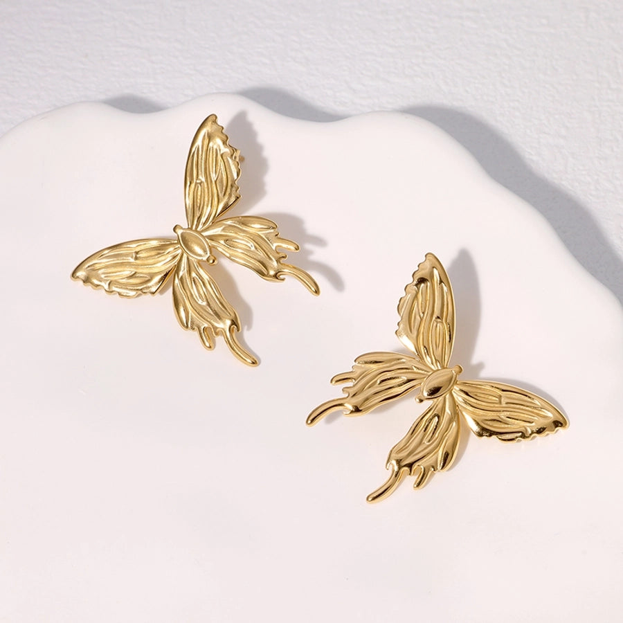 Butterfly Earrings [304 Stainless Steel,18K Gold Plated]