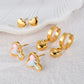 Heart Shape Butterfly Drop Earrings Set [304 Stainless Steel, 18K Gold Plated]