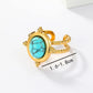 Round Square Turquoise Open Ring [201 Stainless Steel, 18K Gold Plated]