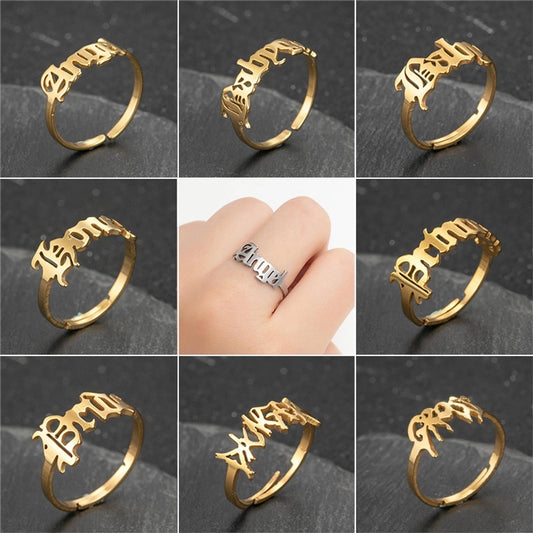 Words Ring [201 in acciaio inossidabile, oro 18K placcato]