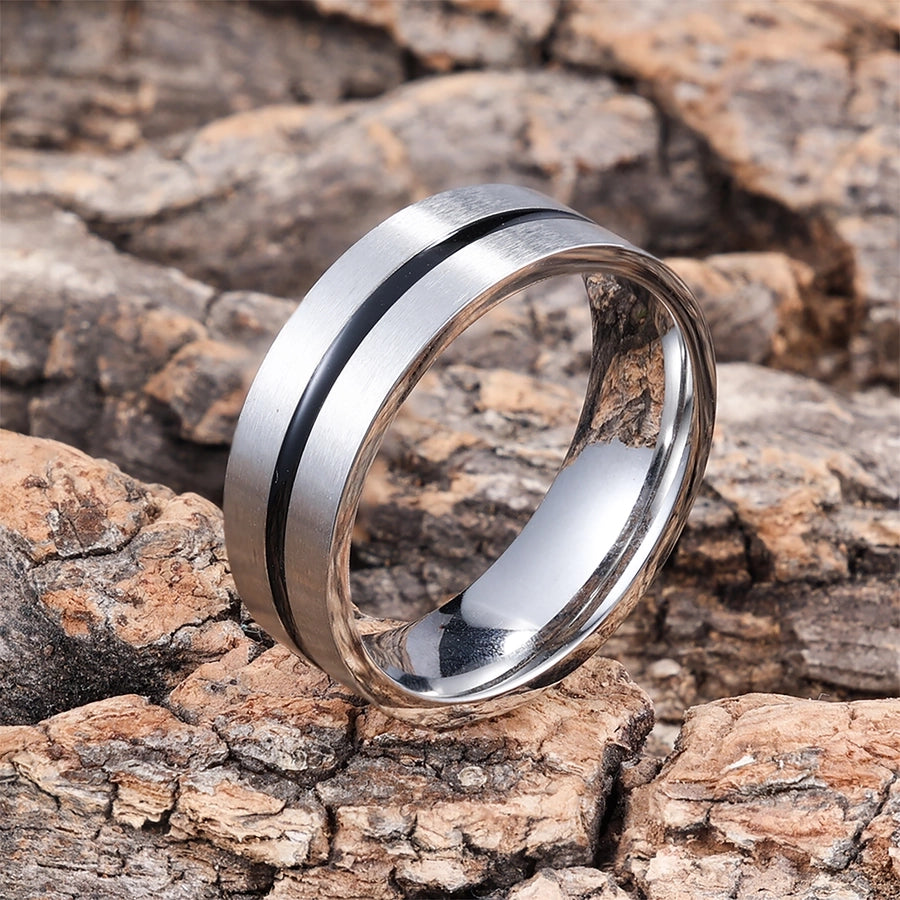 Simple Style Solid Color Stripe Ring [304 Stainless Steel]