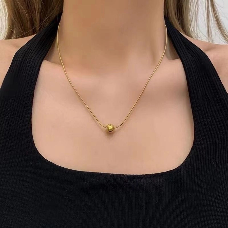 Gold Ball Necklace [304 Stainless Steel,18K Gold Plated]