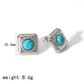 Square Blue Natural Stone Earrings [304 Stainless Steel,18K Gold Plated]