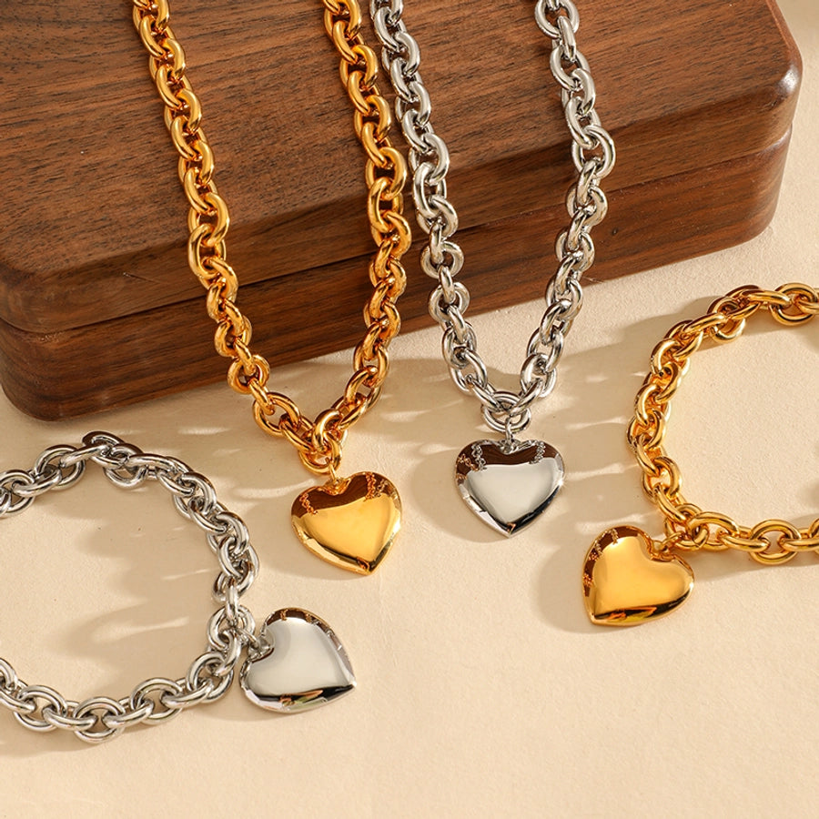 Heart Shape Cable Chain Bracelets/Necklace [304 Stainless Steel]