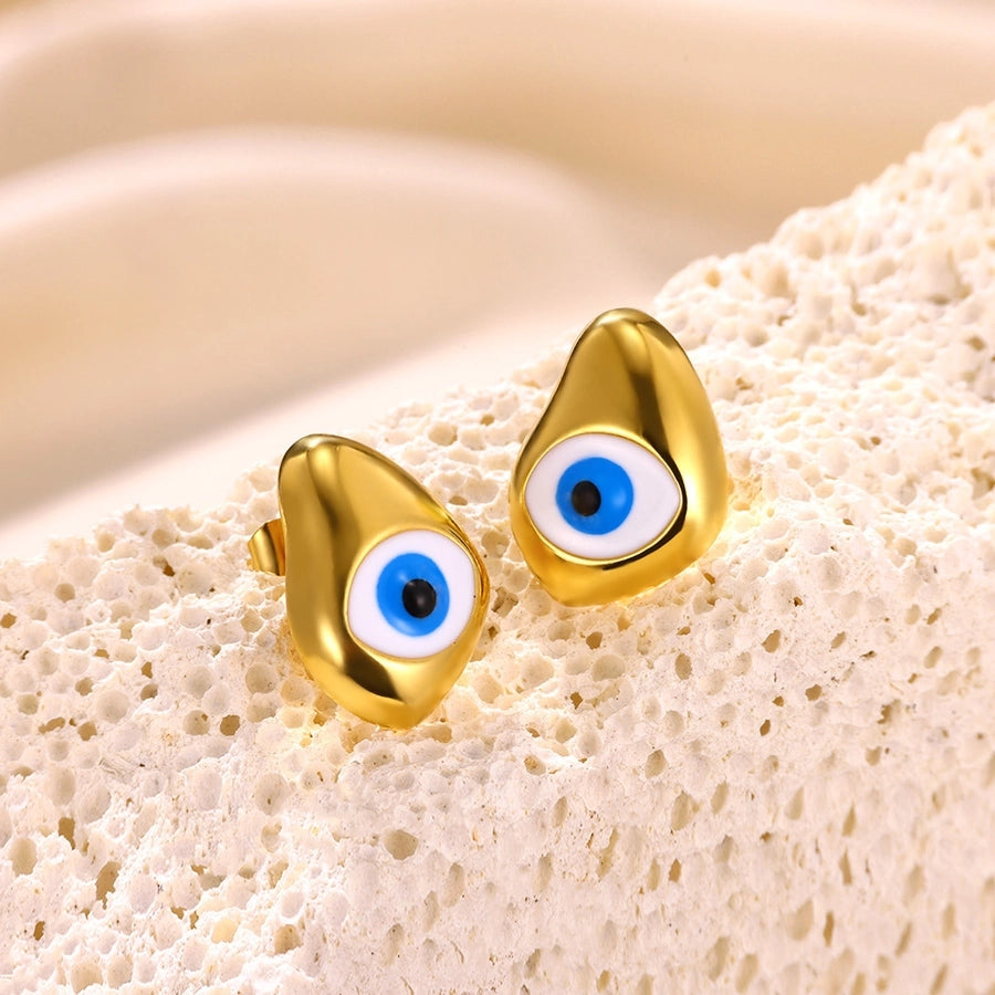 Blue Eyes Drop-Shaped Earrings Stainless Steel]