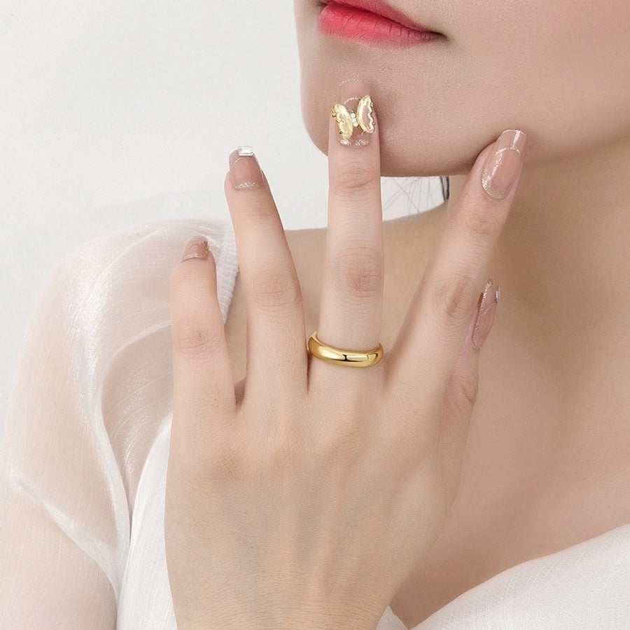 Round Ring [304 Stainless Steel 18K Gold Plated]