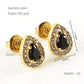 Glam Sun Water Droplets  Rhinestones Earrings [Stainless Steel,18K Gold Plated]