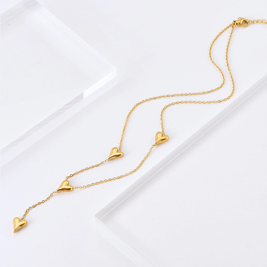 Heart Shape Bracelet/Necklace [304 Stainless Steel,18K Gold Plated]