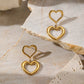 Double Hanging Hearts Earrings [304 Stainless Steel,18K Gold Plated]