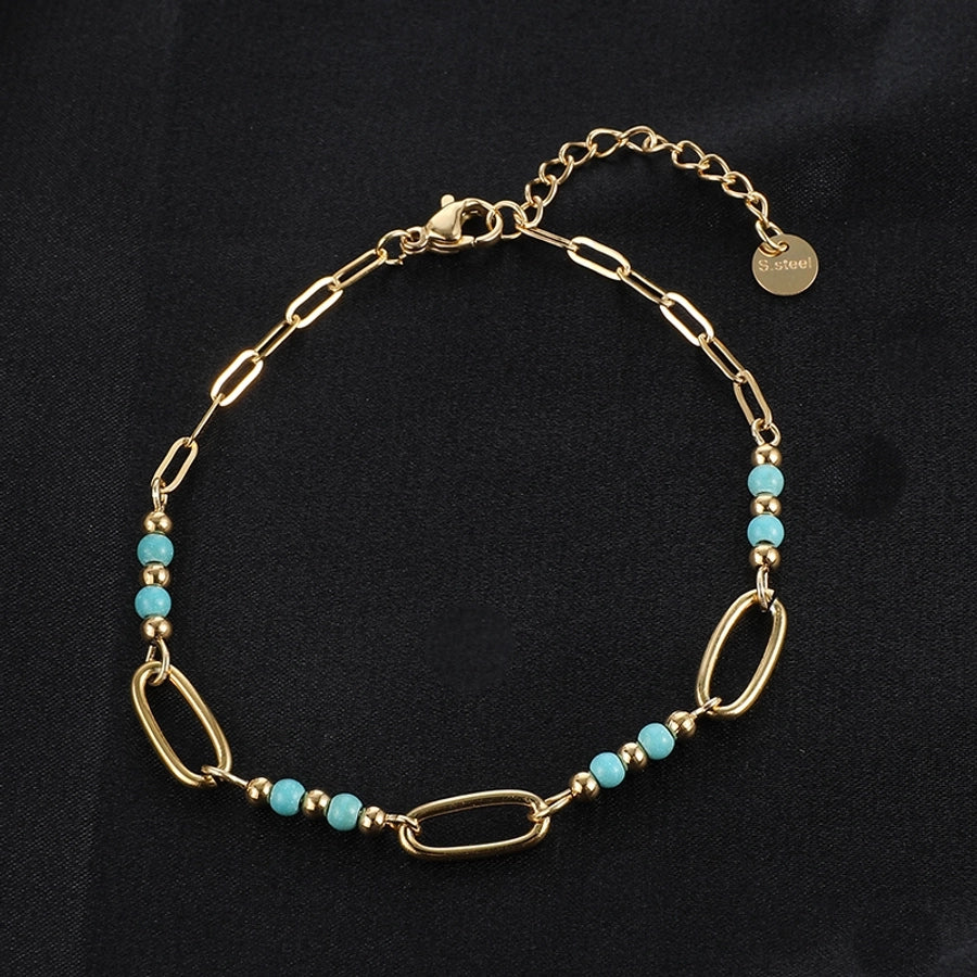 Ethnic Style Turquoise Bracelets [201 Stainless Steel,18K Gold Plated]