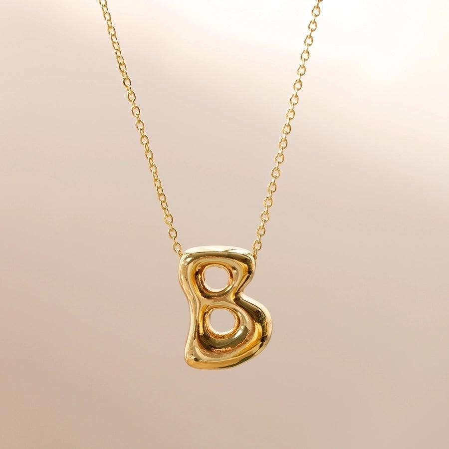 Letter Chain Pendant Necklace [304 Stainless Steel,18K Gold Plated]