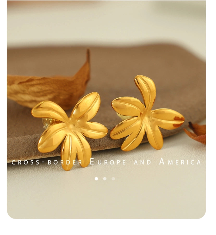 Flower Earrings [304 Stainless Steel,18K Gold Plated]