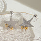 Silver Drop Star Earrings [304 Stainless Steel]